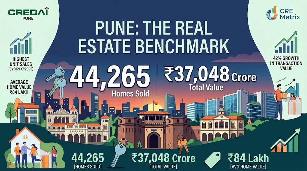 Pune Reinforces Its Position as India’s Housing Capital; 44,265 Homes Worth ₹37,048 Crore Sold in H1 2026